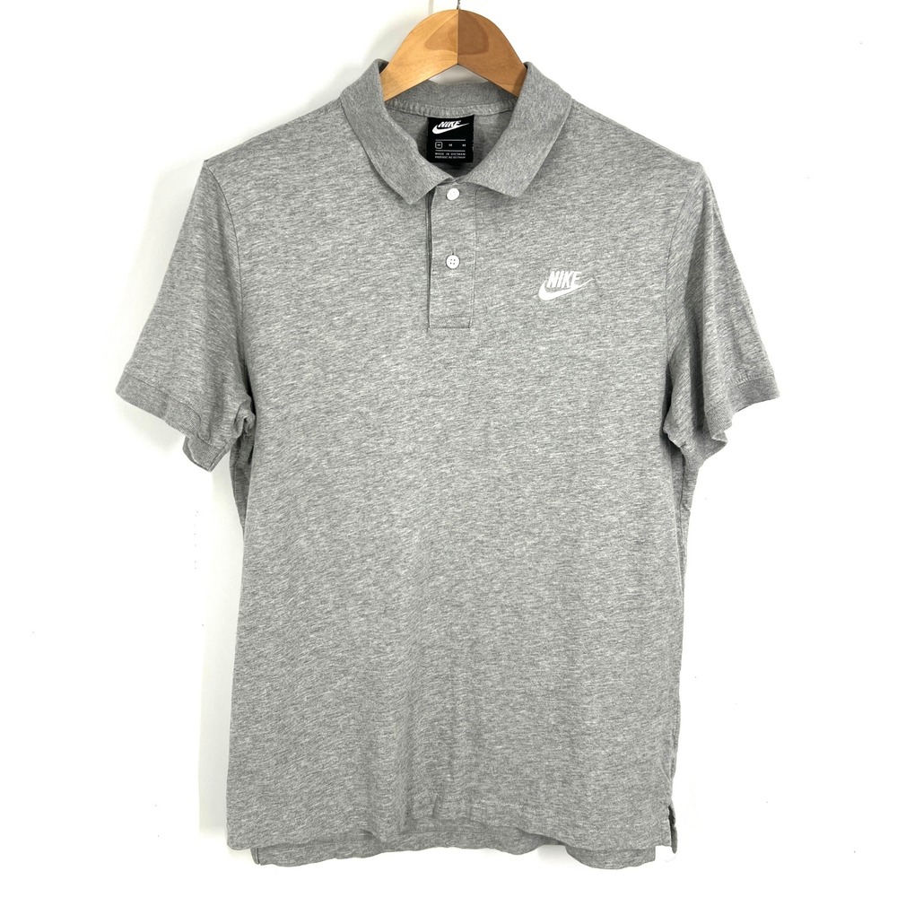 Nike Mens Sportswear Polo Shirt Heather Grey Cotton Futura Logo Size M